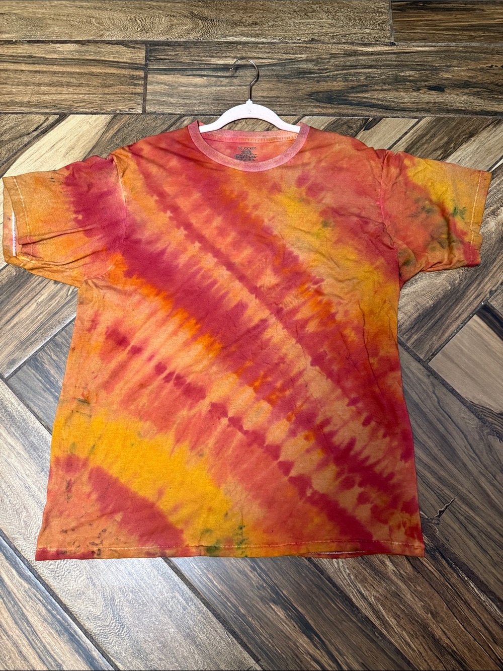 Men’s Short Sleeve Tie-Dye Tee - Red & Yellow